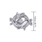 Marine Harmony Sterling Silver Whale Sharks Puzzle Ring by Peter Stone TRI2471 - DiveSilver Jewelry
